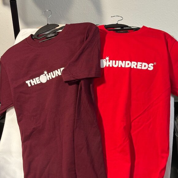2 New (red & burgundy) Adam Bomb by The Hundreds Shirt Size Small Graphic Skate - Picture 1 of 6